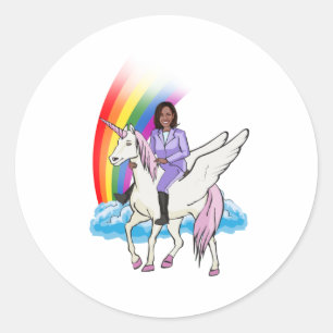 KAMALA HARRIS UNICORN AND RAINBOW CLASSIC ROUND STICKER