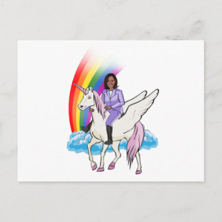 KAMALA HARRIS UNICORN AND RAINBOW POSTCARD