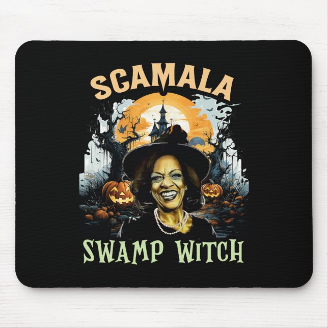 Kamala Harris Unmasked Swamp Witch Halloween 2024  Mouse Pad (Front)