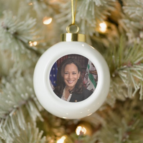 Kamala Harris US Vice President Biden 2024 Ceramic Ball Christmas Ornament