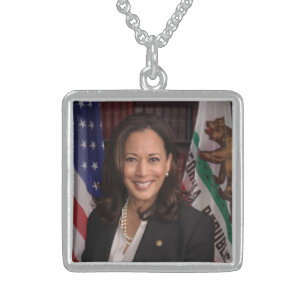 Kamala Harris US Vice President, Biden 2024 Sterling Silver Necklace