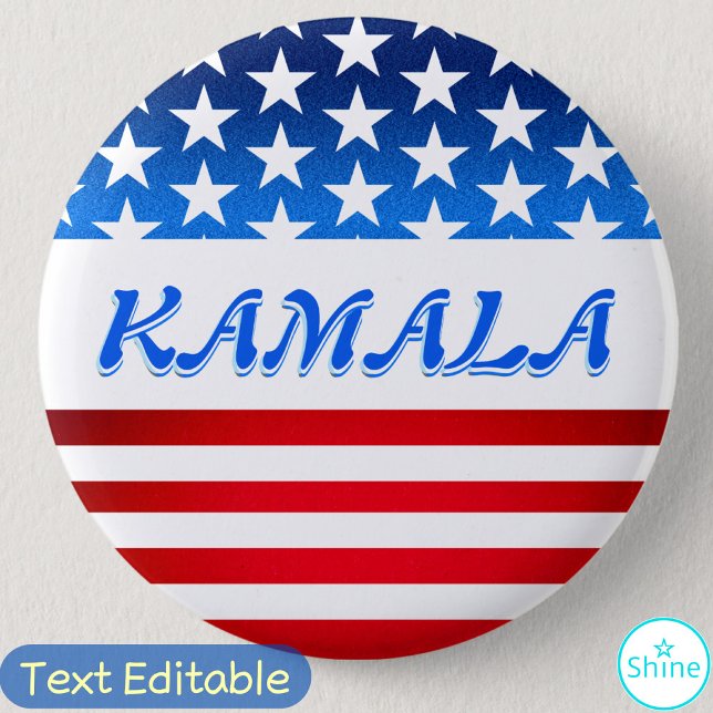 Kamala Harris USA Flag Custom Text Elections 2024 Button (Creator Uploaded)