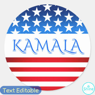Kamala Harris USA Flag Democrats Personalized Text Classic Round Sticker