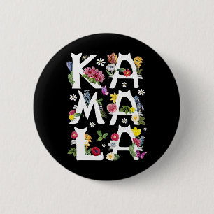 Kamala Harris Vintage Floral Cat Letters President Button