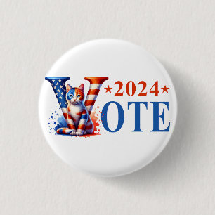 Kamala Harris Vote 2024 Cat Patriotic  Button