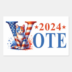 Kamala Harris Vote 2024 Cat Patriotic Rectangular Sticker