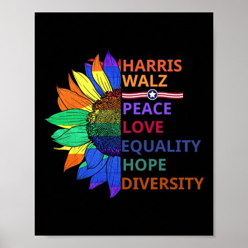 Kamala Harris Waltz Peace Love Equality Hope Diver Poster