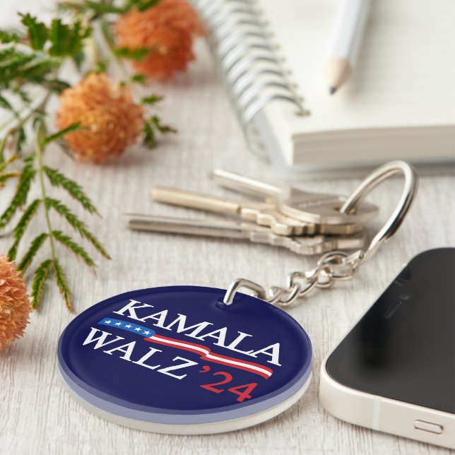 Kamala Harris Walz 2024 Obviously Blue Keychain (Front Right)