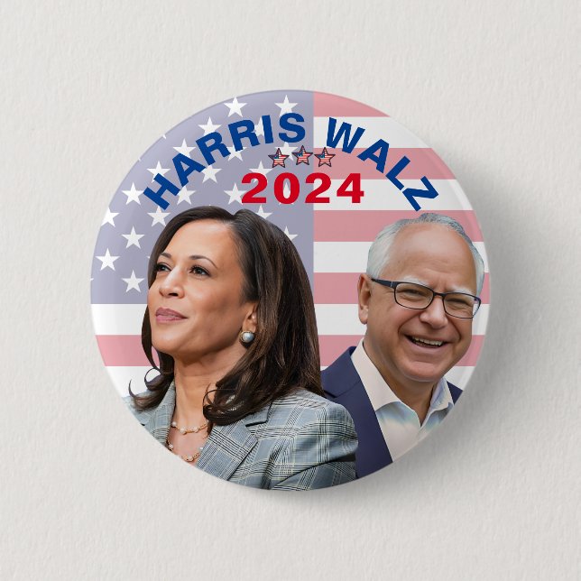 Kamala Harris Walz Photo -  President Vice Photos Button (Front)