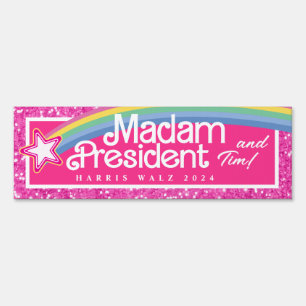 Kamala Harris Walz Sign Madam President 2024 Pink