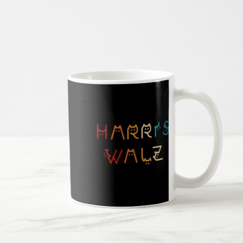 Kamala Harris Walz Waltz 2024 Cat Lettering Positi Coffee Mug