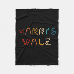 Kamala Harris Walz Waltz 2024 Cat Lettering Positi Fleece Blanket