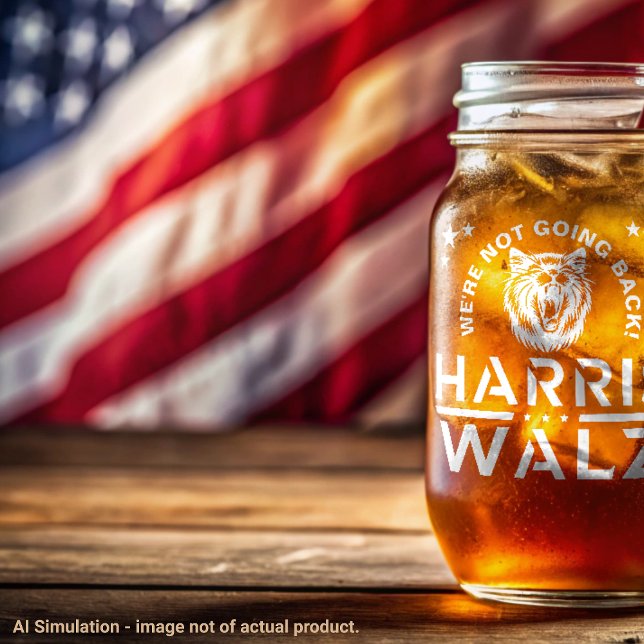 Kamala Harris Walz, 'We're not going back!' Etched Mason Jar (Creator Uploaded)