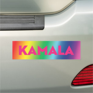 Kamala hot pink typography gradient rainbow pride car magnet