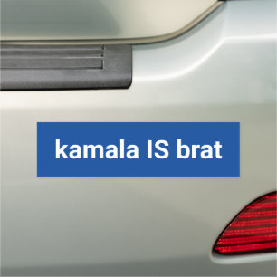 kamala is brat funny minimalist text white blue car magnet