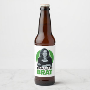 Kamala is Brat Funny Sarcastic Beer Bottle Label