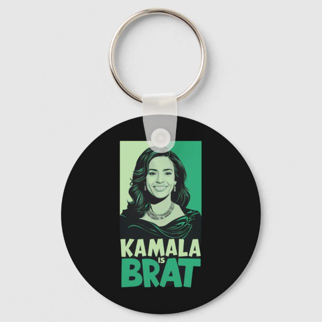 Kamala is Brat Funny Sarcastic Keychain (Front)