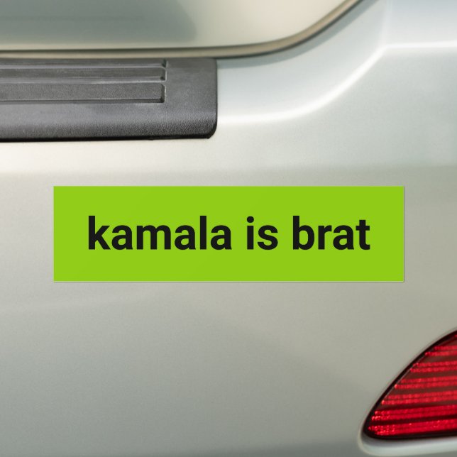 kamala is brat modern typography black lime green bumper sticker (On Car)