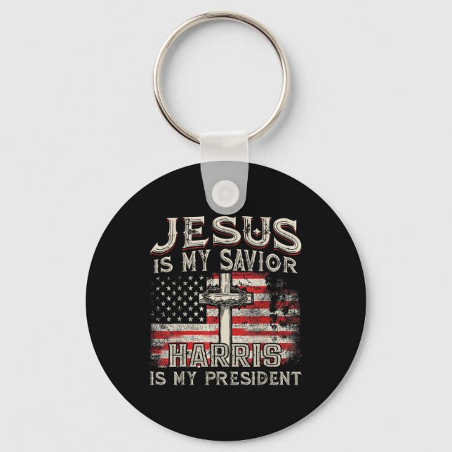 Kamala Jesus Is My Savior Harris Is My President  Keychain (Front)