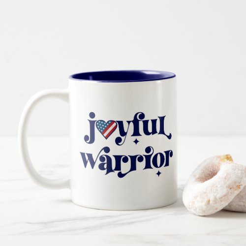 Kamala Joyful Warrior Navy Type USA Flag Heart Two_Tone Coffee Mug