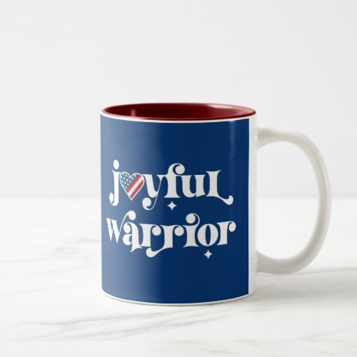 Kamala Joyful Warrior White Type USA Flag Heart Two_Tone Coffee Mug