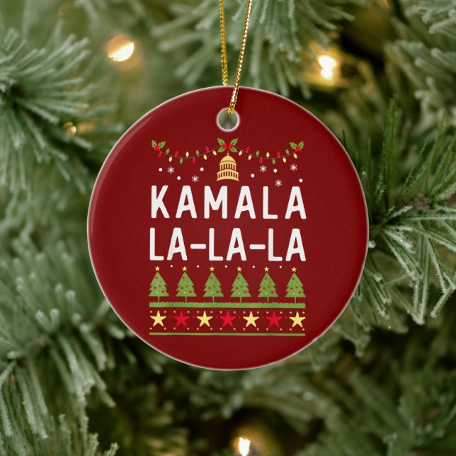 Kamala La La La Funny Harris Christmas Ugly Ceramic Ornament (Tree)