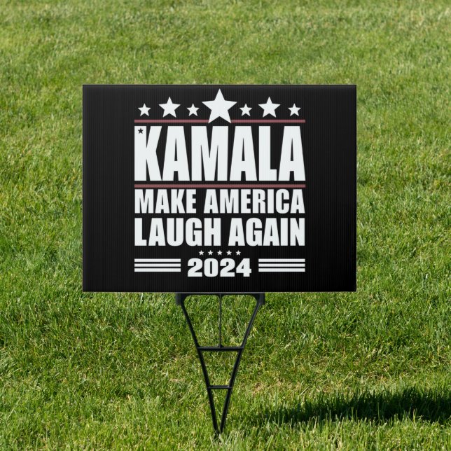 Kamala Make America Laugh Again American Flag 2024 Sign (Insitu)