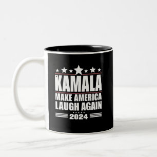 Kamala Make America Laugh Again American Flag 2024 Two-Tone Coffee Mug