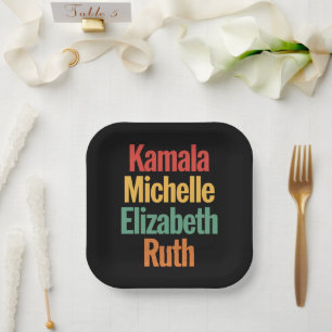 Kamala Michelle Elizabeth Ruth Feminist Political Paper Plates