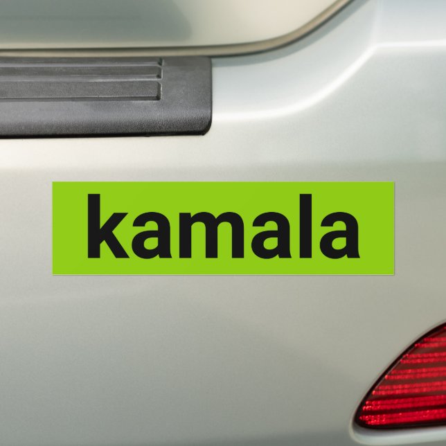 kamala minimalist text black lime green brat cool bumper sticker (On Car)