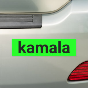 kamala minimalist text black neon green brat cool car magnet