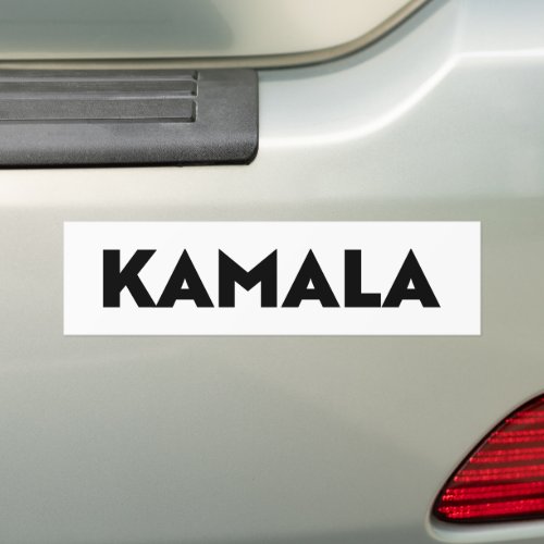 Kamala modern bold typography black and white bumper sticker