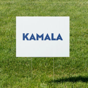 Kamala modern bold typography blue and white sign