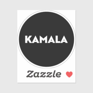 Kamala modern bold typography white black round sticker