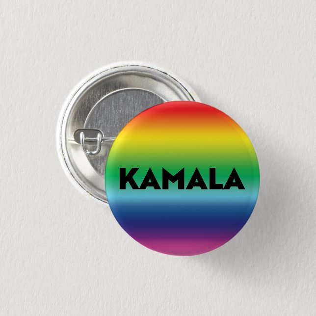 Kamala modern rainbow gradient lgbt gay pride button (Front & Back)