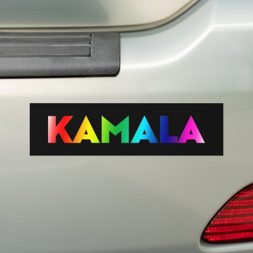 Kamala modern rainbow gradient typography black bumper sticker