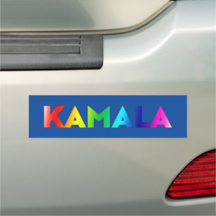 Kamala modern rainbow gradient typography blue car magnet