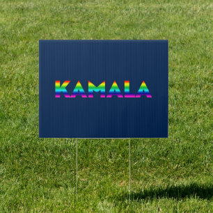 Kamala modern rainbow typography LGBT pride navy Sign