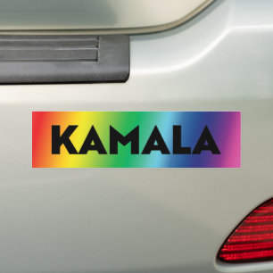 Kamala modern typography gradient rainbow lgbt bumper sticker
