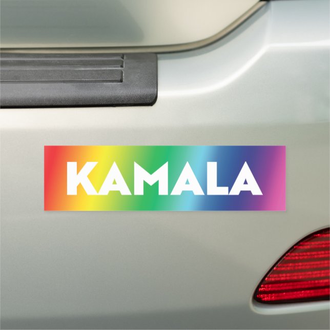 Kamala modern typography gradient rainbow pride car magnet (In Situ)