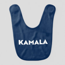 Kamala modern typography minimalist navy blue baby bib