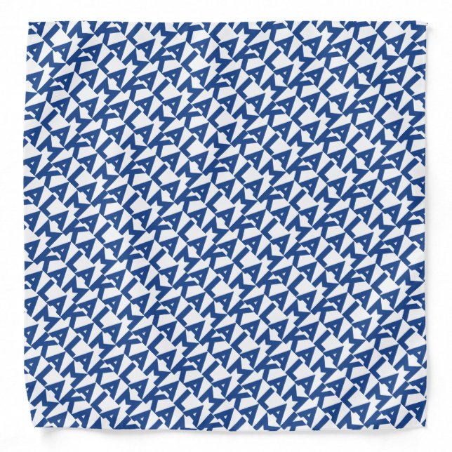 Kamala modern typography pattern blue and white bandana (Front)