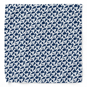 Kamala modern typography pattern white navy blue bandana