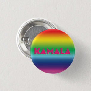 Kamala pink typography rainbow gradient pattern button