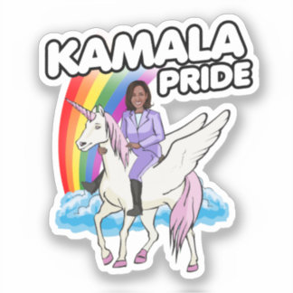 KAMALA PRIDE UNICORN AND RAINBOW STICKER