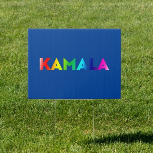 Kamala rainbow gradient modern typography blue sign