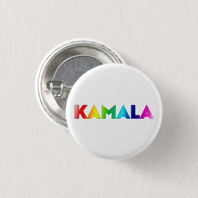 Kamala rainbow gradient modern typography pride button (Front & Back)