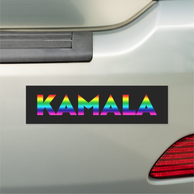 Kamala rainbow typography lgbt gay pride black car magnet (In Situ)