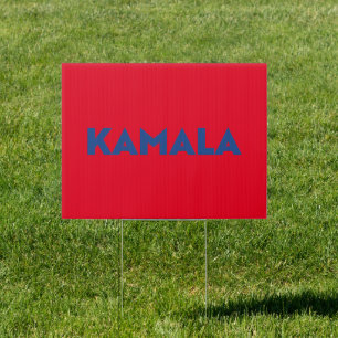 Kamala red and blue modern bold typography sign