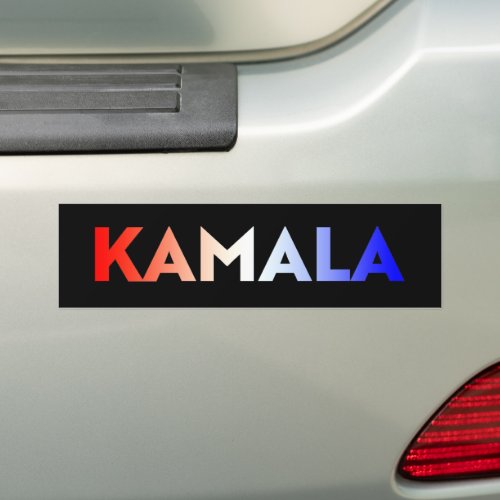 Kamala red white blue gradient typography black bumper sticker